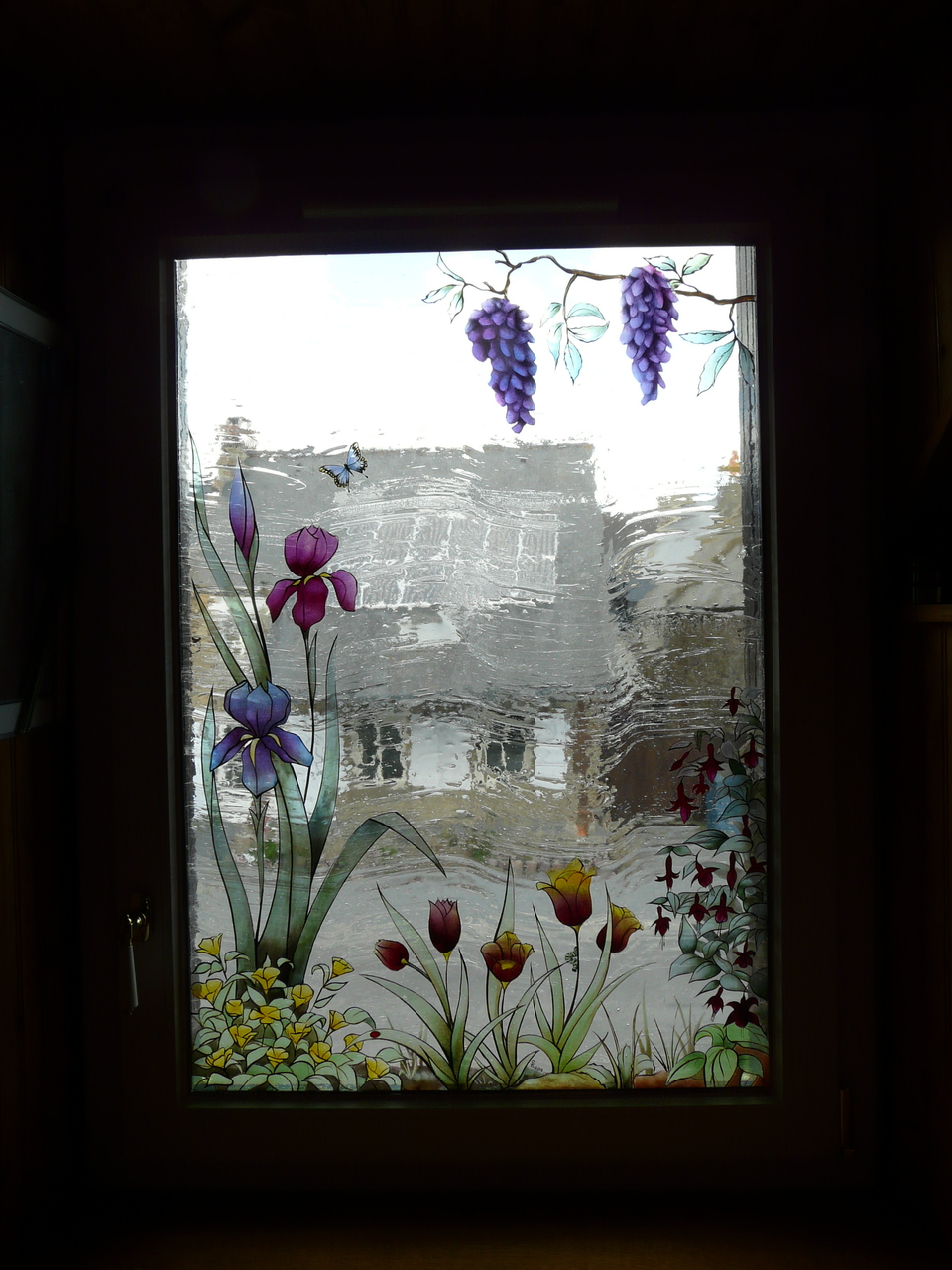 verre peint thème végétaux et fleurs